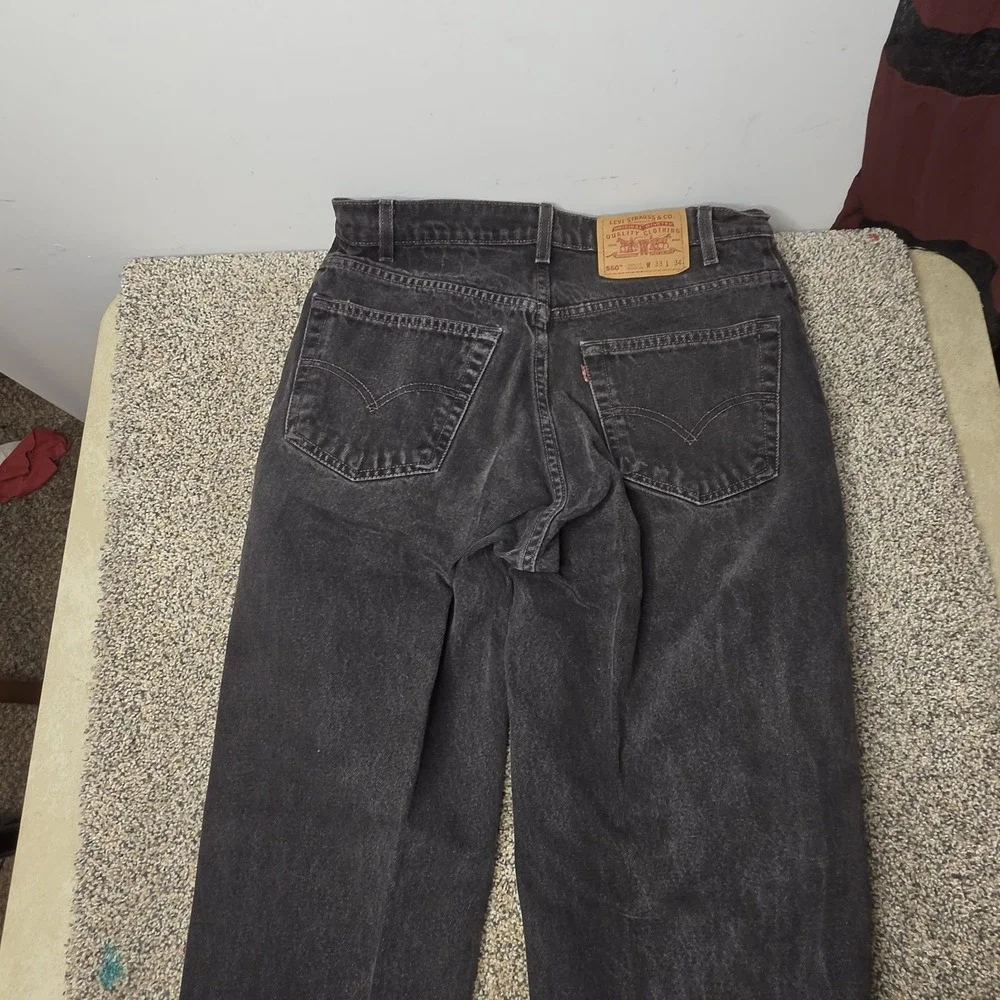 Levis 560 Loose Fit‎ Tapered Leg Jeans Mens 33x34 Faded Black Vintage Denim